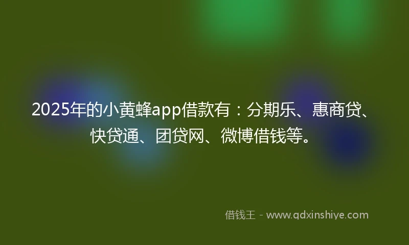2025年的小黄蜂app借款有：分期乐、惠商贷、快贷通、团贷网、微博借钱等。