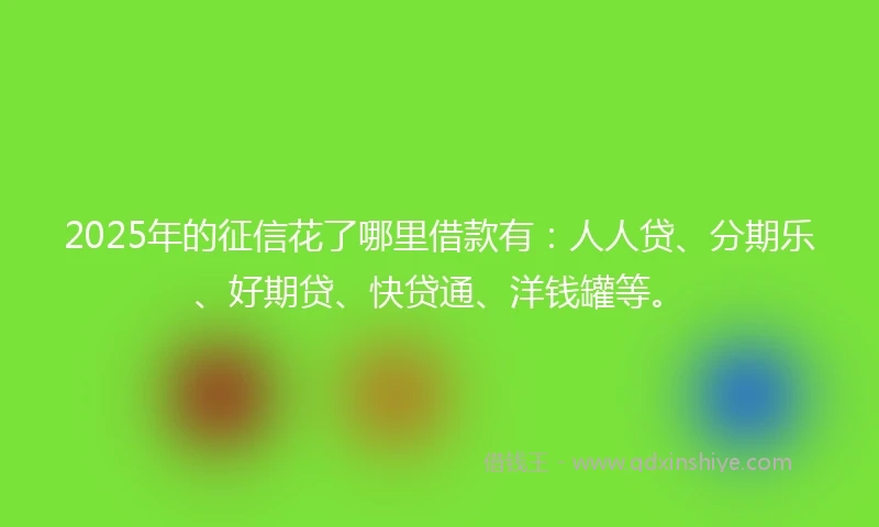 2025年的征信花了哪里借款有：人人贷、分期乐、好期贷、快贷通、洋钱罐等。