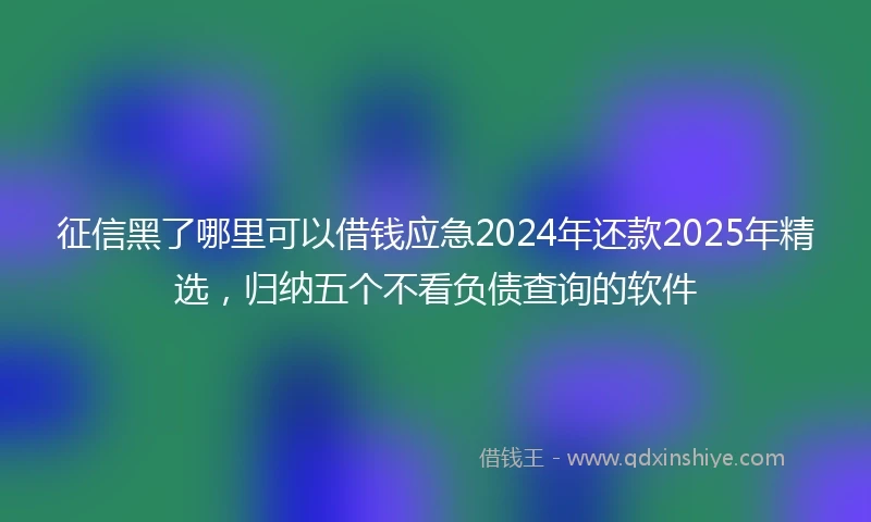 征信黑了哪里可以借钱应急2024年还款2025年精选，归纳五个不看负债查询的软件