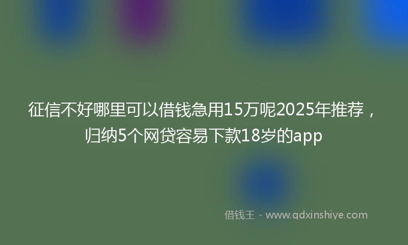 征信不好哪里可以借钱急用15万呢2025年推荐，归纳5个网贷容易下款18岁的app