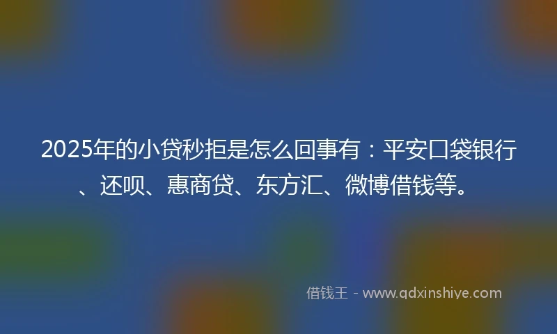 2025年的小贷秒拒是怎么回事有：平安口袋银行、还呗、惠商贷、东方汇、微博借钱等。