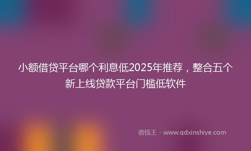 小额借贷平台哪个利息低2025年推荐，整合五个新上线贷款平台门槛低软件