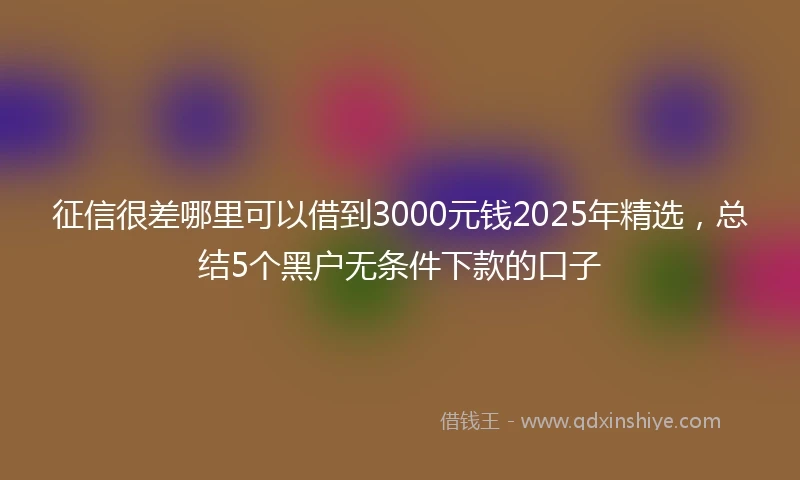 征信很差哪里可以借到3000元钱2025年精选，总结5个黑户无条件下款的口子