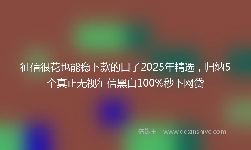 征信很花也能稳下款的口子2025年精选,归纳5个真正无视征信黑白100%秒下网贷