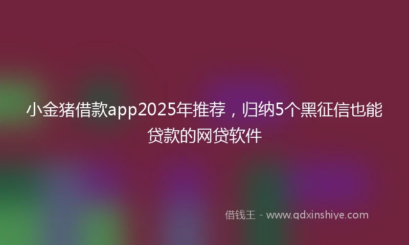 小金猪借款app2025年推荐，归纳5个黑征信也能贷款的网贷软件