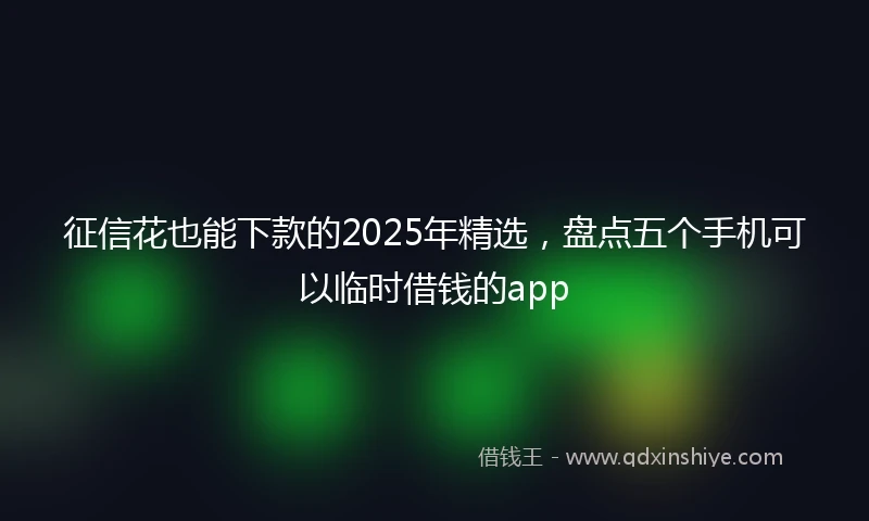 征信花也能下款的2025年精选，盘点五个手机可以临时借钱的app