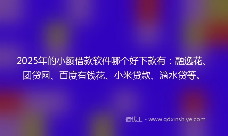 2025年的小额借款软件哪个好下款有：融逸花、团贷网、百度有钱花、小米贷款、滴水贷等。