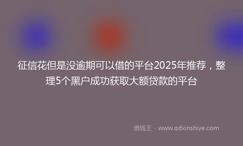 征信花但是没逾期可以借的平台2025年推荐，整理5个黑户成功获取大额贷款的平台