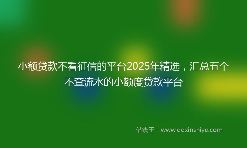 小额贷款不看征信的平台2025年精选，汇总五个不查流水的小额度贷款平台