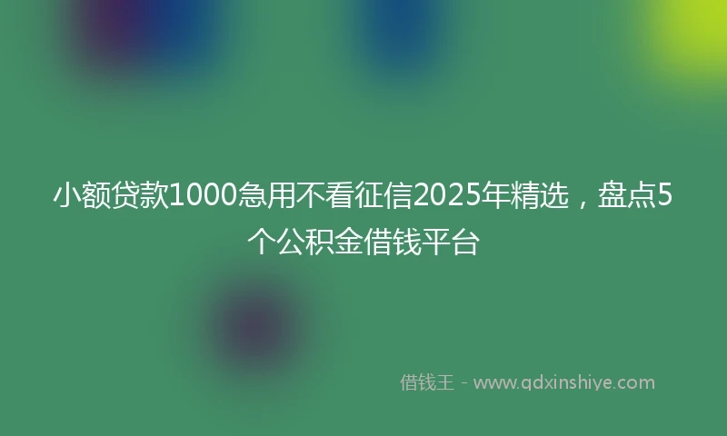 小额贷款1000急用不看征信2025年精选，盘点5个公积金借钱平台