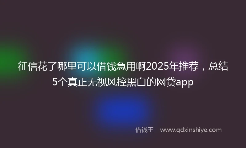 征信花了哪里可以借钱急用啊2025年推荐,总结5个真正无视风控黑白的网贷app