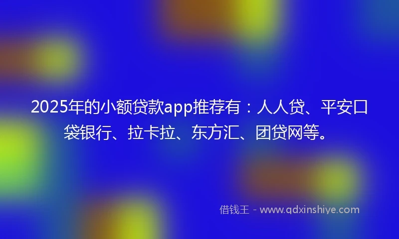 2025年的小额贷款app推荐有：人人贷、平安口袋银行、拉卡拉、东方汇、团贷网等。