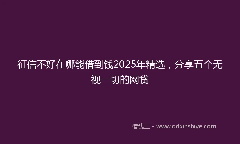 征信不好在哪能借到钱2025年精选，分享五个无视一切的网贷