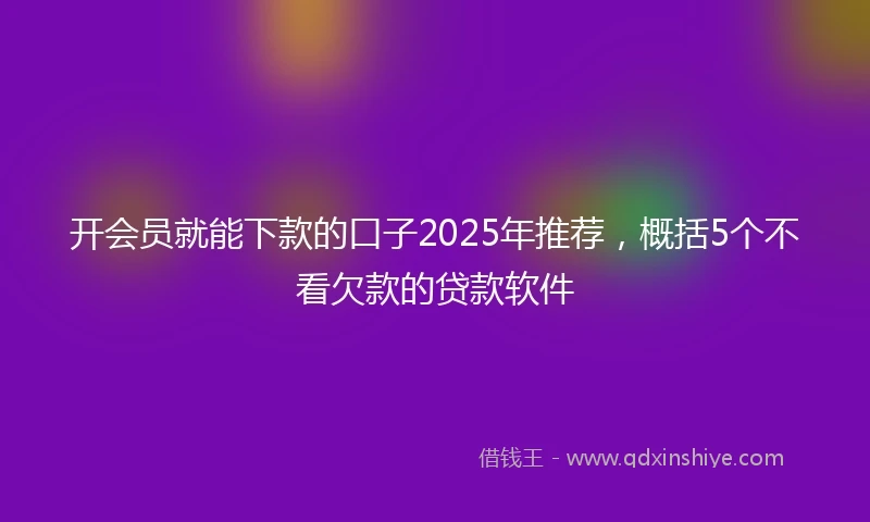 开会员就能下款的口子2025年推荐，概括5个不看欠款的贷款软件