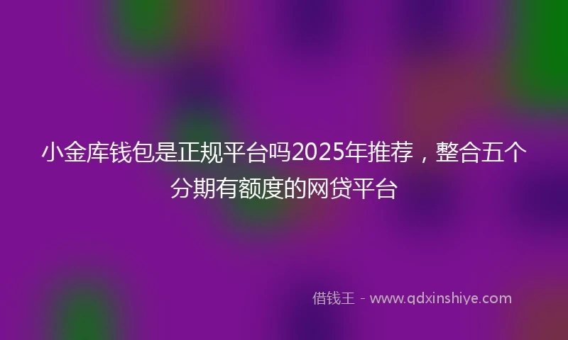 小金库钱包是正规平台吗2025年推荐，整合五个分期有额度的网贷平台