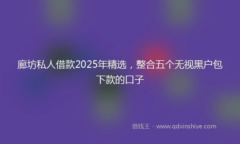 廊坊私人借款2025年精选，整合五个无视黑户包下款的口子