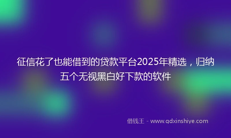 征信花了也能借到的贷款平台2025年精选，归纳五个无视黑白好下款的软件