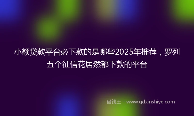 小额贷款平台必下款的是哪些2025年推荐，罗列五个征信花居然都下款的平台