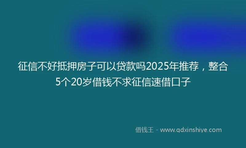 征信不好抵押房子可以贷款吗2025年推荐，整合5个20岁借钱不求征信速借口子