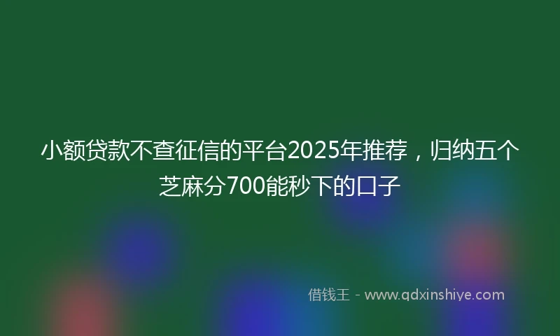 小额贷款不查征信的平台2025年推荐，归纳五个芝麻分700能秒下的口子