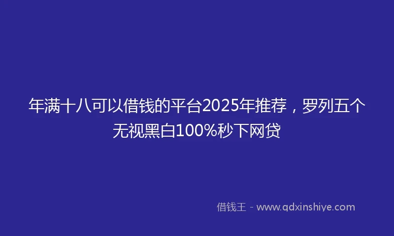 年满十八可以借钱的平台2025年推荐，罗列五个无视黑白100%秒下网贷
