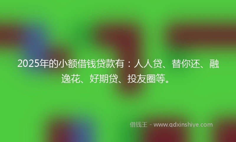 2025年的小额借钱贷款有：人人贷、替你还、融逸花、好期贷、投友圈等。