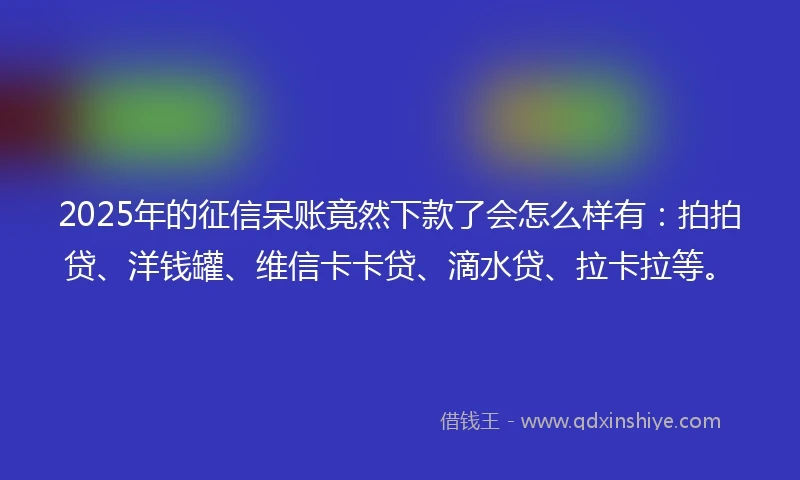 2025年的征信呆账竟然下款了会怎么样有：拍拍贷、洋钱罐、维信卡卡贷、滴水贷、拉卡拉等。