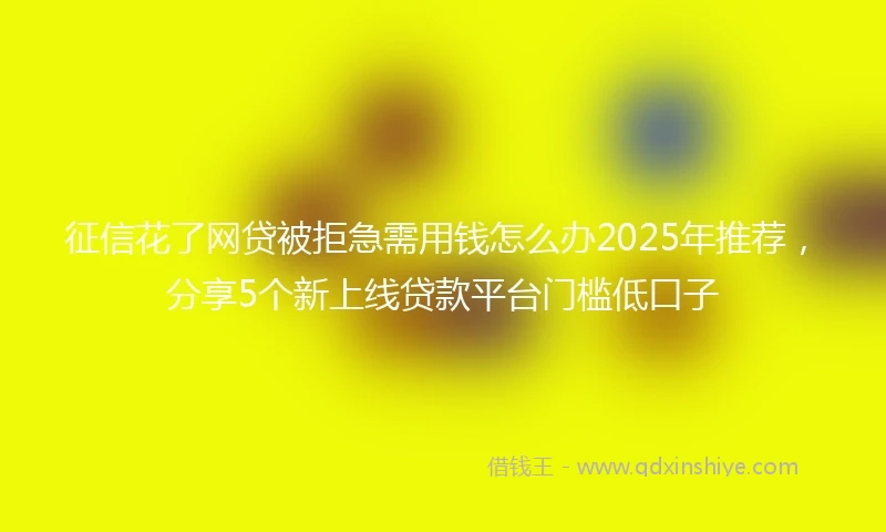 征信花了网贷被拒急需用钱怎么办2025年推荐，分享5个新上线贷款平台门槛低口子