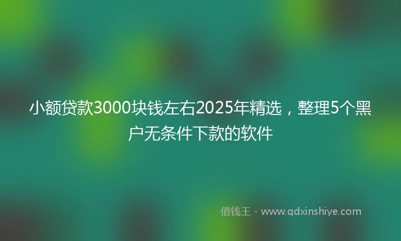 小额贷款3000块钱左右2025年精选，整理5个黑户无条件下款的软件