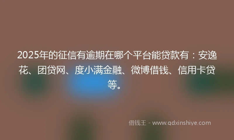 2025年的征信有逾期在哪个平台能贷款有：安逸花、团贷网、度小满金融、微博借钱、信用卡贷等。
