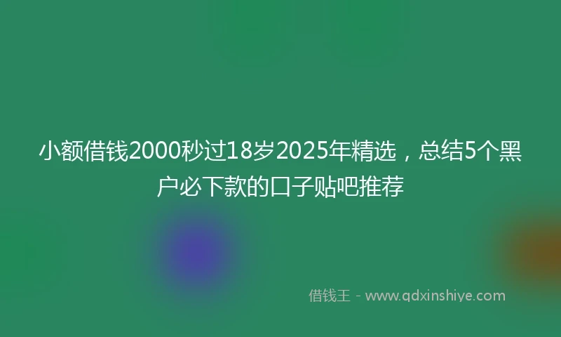小额借钱2000秒过18岁2025年精选，总结5个黑户必下款的口子贴吧推荐