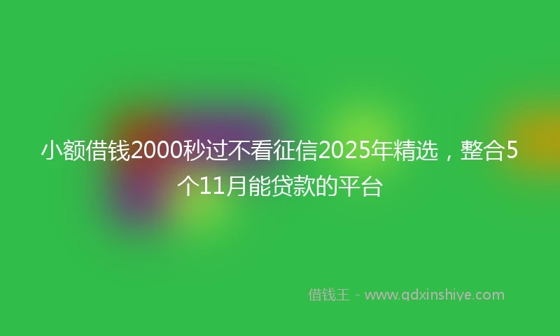 小额借钱2000秒过不看征信2025年精选，整合5个11月能贷款的平台
