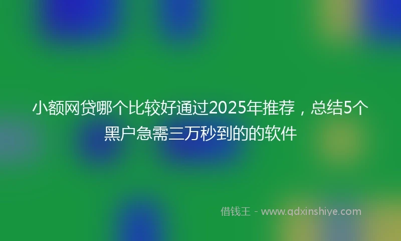 小额网贷哪个比较好通过2025年推荐，总结5个黑户急需三万秒到的的软件