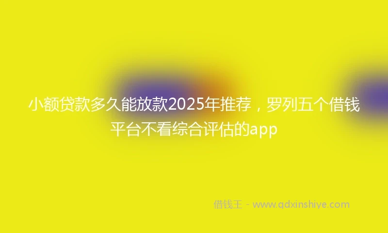 小额贷款多久能放款2025年推荐，罗列五个借钱平台不看综合评估的app