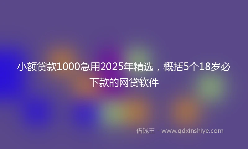 小额贷款1000急用2025年精选，概括5个18岁必下款的网贷软件
