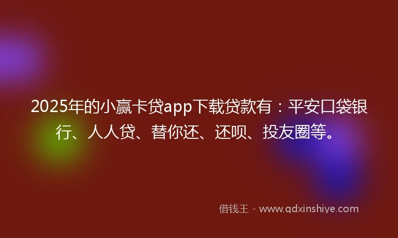 2025年的小赢卡贷app下载贷款有：平安口袋银行、人人贷、替你还、还呗、投友圈等。