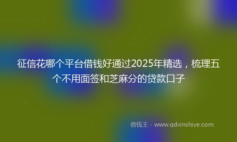 征信花哪个平台借钱好通过2025年精选，梳理五个不用面签和芝麻分的贷款口子