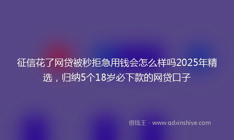 征信花了网贷被秒拒急用钱会怎么样吗2025年精选，归纳5个18岁必下款的网贷口子