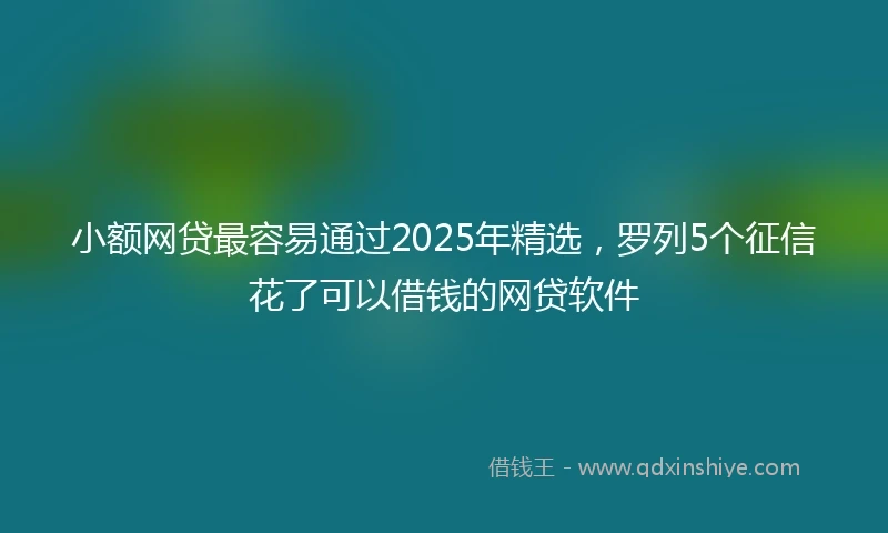 小额网贷最容易通过2025年精选，罗列5个征信花了可以借钱的网贷软件