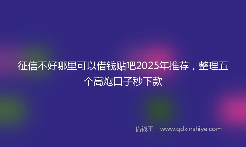征信不好哪里可以借钱贴吧2025年推荐，整理五个高炮口子秒下款