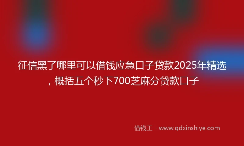 征信黑了哪里可以借钱应急口子贷款2025年精选，概括五个秒下700芝麻分贷款口子
