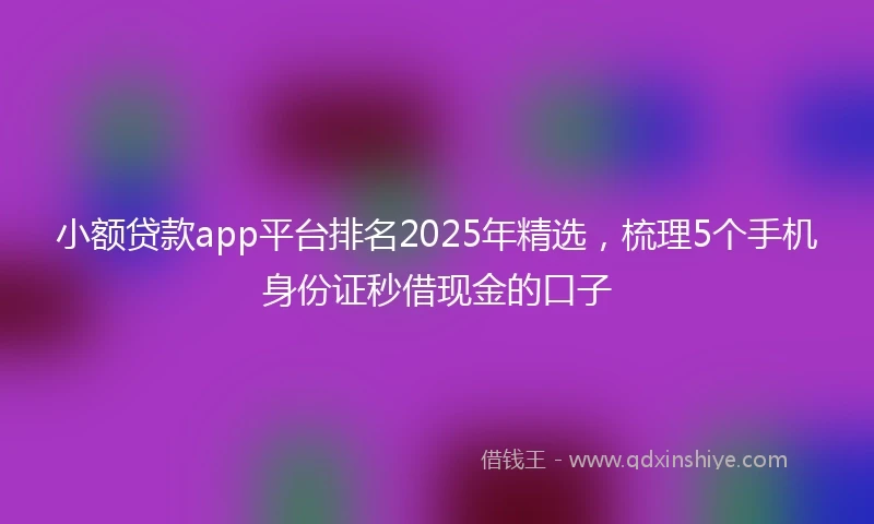 小额贷款app平台排名2025年精选，梳理5个手机身份证秒借现金的口子