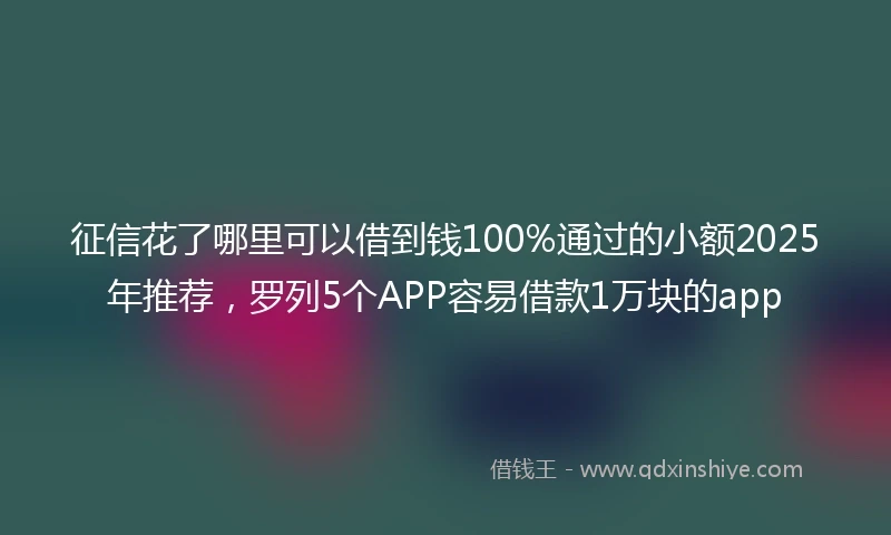 征信花了哪里可以借到钱100%通过的小额2025年推荐，罗列5个APP容易借款1万块的app