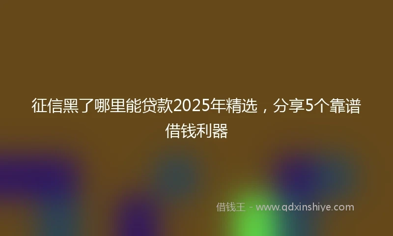 征信黑了哪里能贷款2025年精选，分享5个靠谱借钱利器