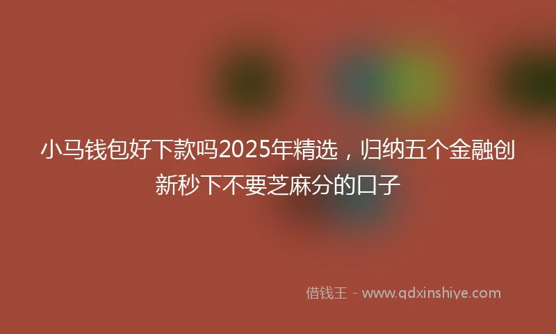 小马钱包好下款吗2025年精选，归纳五个金融创新秒下不要芝麻分的口子