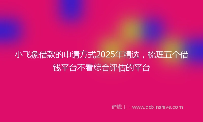 小飞象借款的申请方式2025年精选，梳理五个借钱平台不看综合评估的平台