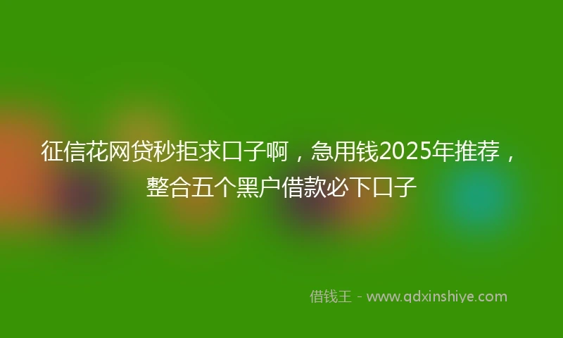 征信花网贷秒拒求口子啊，急用钱2025年推荐，整合五个黑户借款必下口子