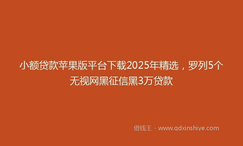 小额贷款苹果版平台下载2025年精选，罗列5个无视网黑征信黑3万贷款