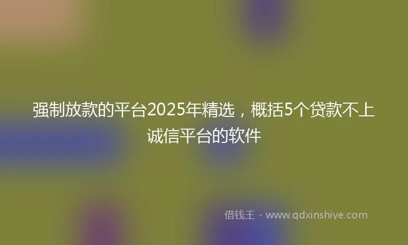 强制放款的平台2025年精选，概括5个贷款不上诚信平台的软件