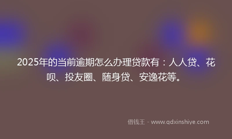 2025年的当前逾期怎么办理贷款有：人人贷、花呗、投友圈、随身贷、安逸花等。